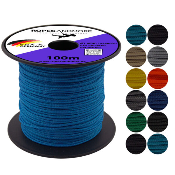 Fil de gréement PES Polyester Ø1,6mm non ciré pour lignes, cordes, cordages