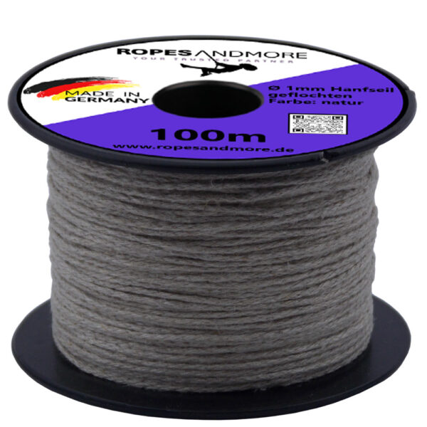 Hanfseil Ø1mm 8-fach geflochten hochwertiges Naturprodukt 100m