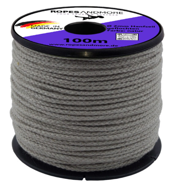 Corde de chanvre Ø2mm 8-fois tressée produit naturel de haute qualité 100m