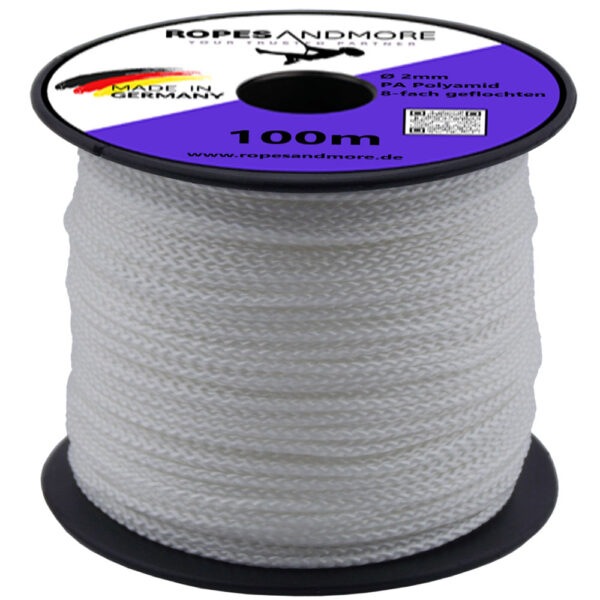 Corde en polyamide Corde en nylon PA Ø2mm 8-fois tressée 100m Made in Germany