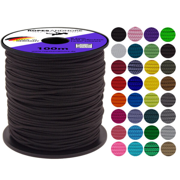 Corde en polypropylène PPM corde Ø2mm 16-fois tressée 100m 34 Couleurs