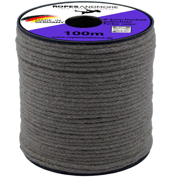 Hanfseil Ø3mm 8-fach geflochten hochwertiges Naturprodukt