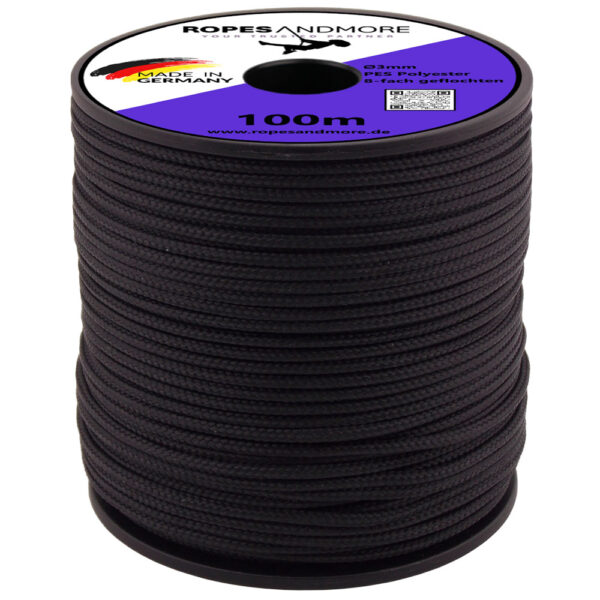 Corde en polyester PES Ø3mm 8-fois tressée marchandise au mètre / 50m