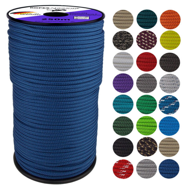 Corde en polyester PES Ø6mm gaine centrale tressée épissable - nombreuses couleurs