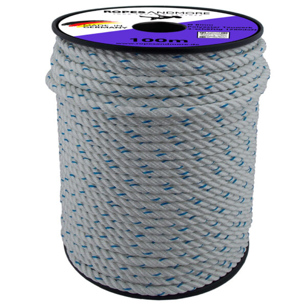 Corde en polyester PES Ø8mm 3 torons torsadés Qualité supérieure