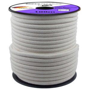 Corde En Coton Naturel 14 Mm - 100 Mètres, Tressée 16 Brins - Pour Jardin, Bricolage, Décoration