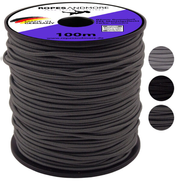 Corde élastique PES Polyester Ø2mm gaine tressée 100m
