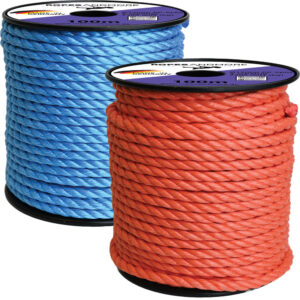 Corde en polypropylène PP SPLIT Ø12mm 3 torons torsadés 220m Orange/ Bleu