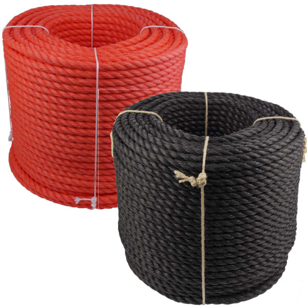 Corde en polypropylène PP SPLIT Ø20mm 3 torons torsadés 220m rouge / noir
