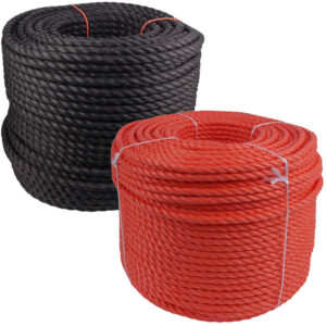 Corde en polypropylène PP SPLIT Ø24mm 3 torons torsadés 220m rouge / noir