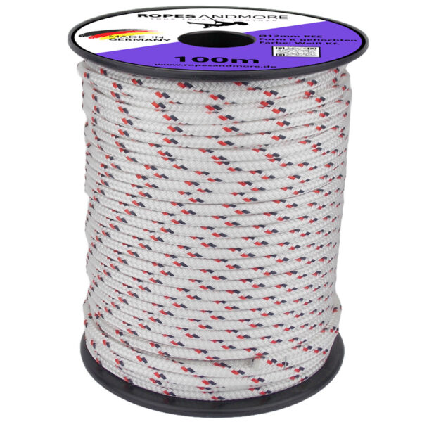 Corde en polyester Ø12 mm - marchandise au mètre/ 100 m / épissable - tresse à âme - pour la voile, l'outdoor & la technique